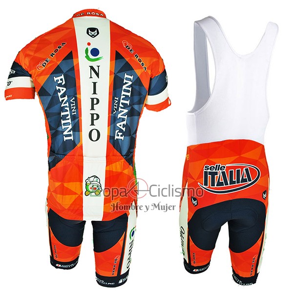Vini Fantini Ropa Ciclismo Culotte Corto 2017 Hombre Mangas Cortas Naranja